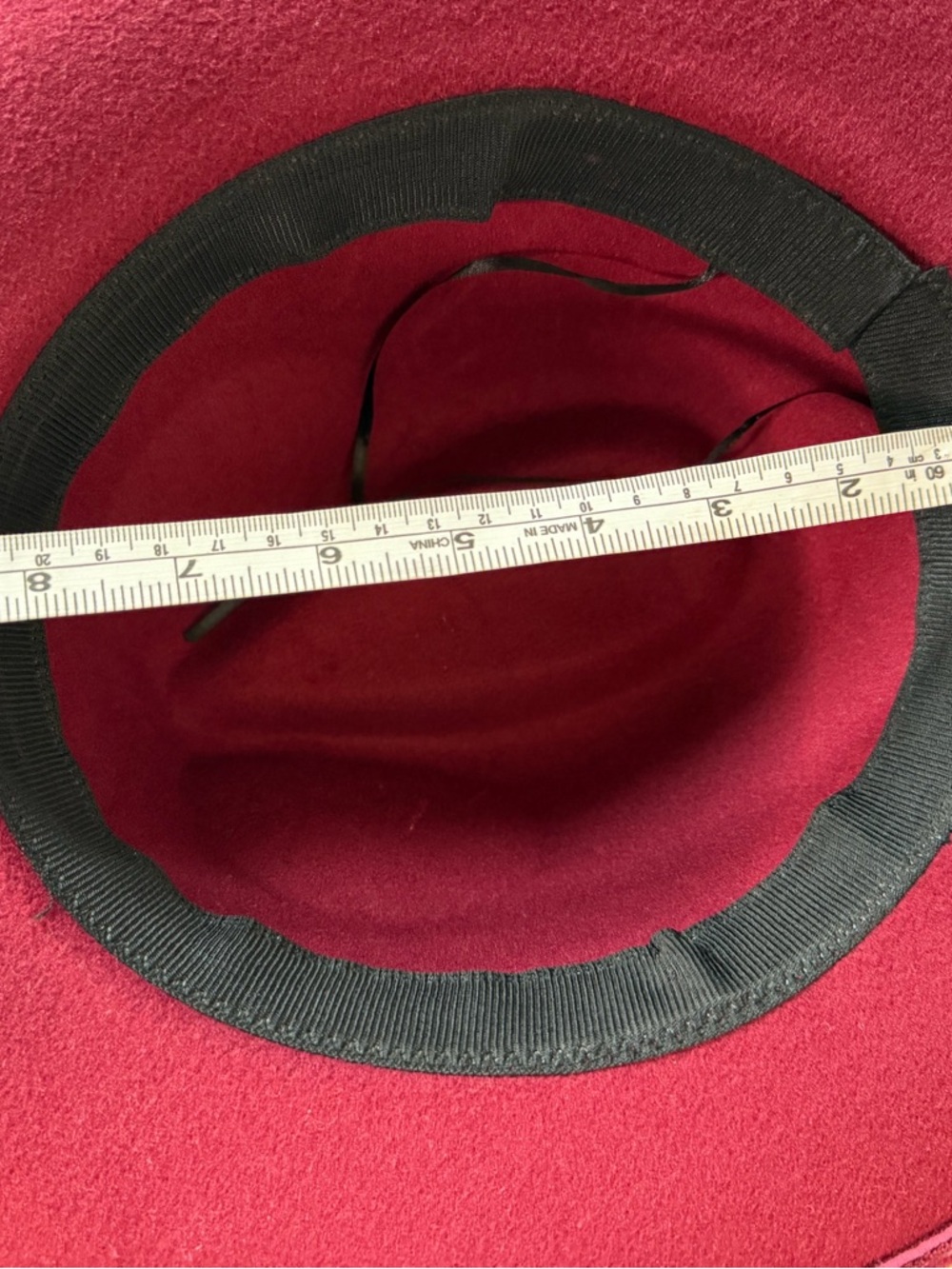 Burgundy Fedora Hat with Black Band Unisex - Picture 9 of 9